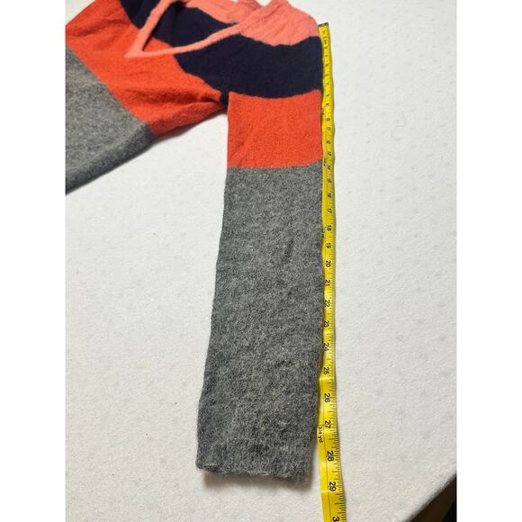 Equipment Femme Womens Colorblock Alpaca Wool Blend Sweater L Gray Orange Navy - Picture 9 of 9